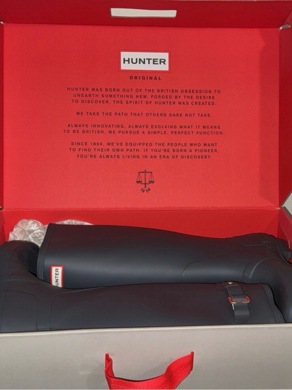 Hunter Black Matte Tall Rain Boots with Logo Patch